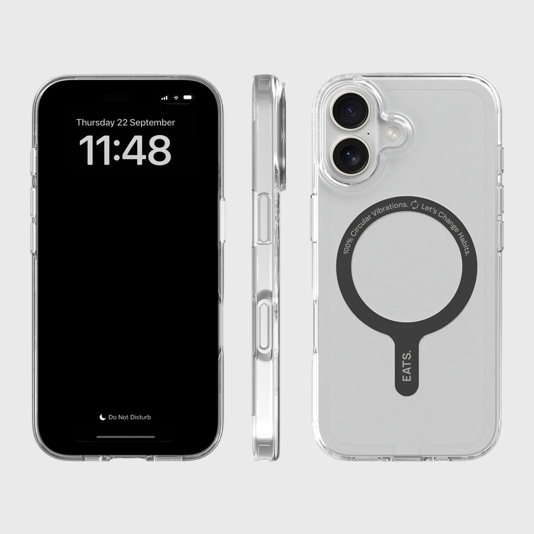 EATS iPhone 17 100% Recycled Clear Phone case.